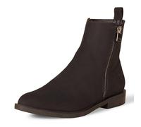 Amazon Essentials Women's Exterior Zip Flat Ankle Boot, Black Faux Suede, 3.5 UK