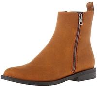 Amazon Essentials Women's Exterior Zip Flat Ankle Boot, Tan Faux Suede, 9 UK