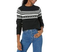 Amazon Essentials Women's Fair Isle Christmas Crewneck Pattern Jumper, Black Fair Isle, M