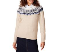 Amazon Essentials Women's Fair Isle Christmas Crewneck Pattern Jumper, Blue Taupe Heather White Fair Isle, L