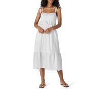Amazon Essentials Women's Fit and Flare Cotton Sateen Empire Waist Midi Ruffle Dress, White, XS