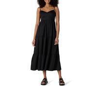 Amazon Essentials Women's Fit and Flare Empire Waisted Cotton Sateen Tiered Maxi Dress, Black, XS