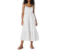 Amazon Essentials Women's Fit and Flare Empire Waisted Cotton Sateen Tiered Maxi Dress, White, S