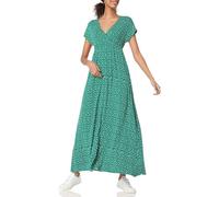 Amazon Essentials Women's Fit and Flare Waisted Jersey Maxi Dress (Available in Plus Size), Green Leaf Print, XL