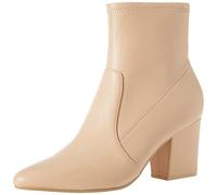 Amazon Essentials Women's Fitted Stretch Heel Ankle Boots, Beige Faux Leather, 4.5 UK