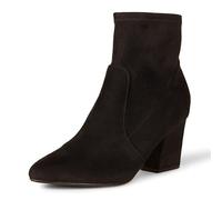 Amazon Essentials Women's Fitted Stretch Heel Ankle Boots, Black Microsuede, 6 UK