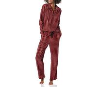 Amazon Essentials Women's Flannel Long-Sleeved Button Front Shirt and Trousers Pyjama Set