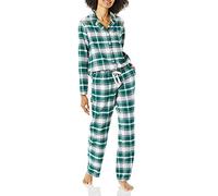 Amazon Essentials Women's Flannel Long-Sleeved Button Front Shirt and Trousers Pyjama Set