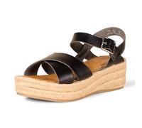 Amazon Essentials Women's Flatform Espadrille Sandal, Black, 4 UK