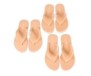 Amazon Essentials Women's Flip Flops, Pack of 3, Beige, 4.5 UK