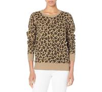 Amazon Essentials Women's French Terry Fleece Crewneck Sweatshirt (Available in Plus Size), Camel Leopard Print, X-Small