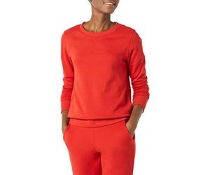 Amazon Essentials Women's French Terry Fleece Crewneck Sweatshirt (Available in Plus Size), Red, Large