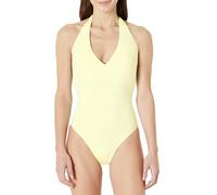 Amazon Essentials Women's Halter One Piece Swimsuit, Light Yellow, 14