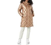 Amazon Essentials Women's Heavyweight Diamond Quilted Knee Length Puffer Winter Coat, Metallic Taupe, Small