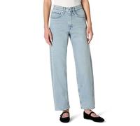 Amazon Essentials Women's High-Rise Barrel Leg Jeans, Iced Light Wash, 10-12