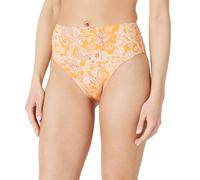 Amazon Essentials Women's High Waist High Leg Bikini Bottom, Yellow Multi Folk Floral, 20