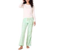 Amazon Essentials Women's Lightweight Flannel Pant and Long-Sleeve T-Shirt Sleep Set, Mint Green Forest Animals, X-Large