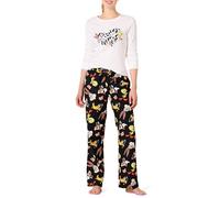Amazon Essentials Women's Lightweight Flannel Trouser and Long-Sleeve T-Shirt Sleep Set, Looney Tunes Gang - Women’s, L