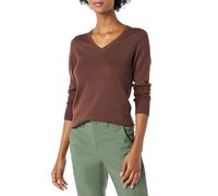 Amazon Essentials Women's Lightweight Long-Sleeve V-Neck Jumper, Dark Chestnut Brown Heather, L