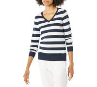 Amazon Essentials Women's Lightweight Long-Sleeve V-Neck Jumper, Navy White Rugby Stripe, XS