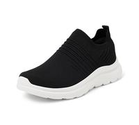 Amazon Essentials Women's Lightweight Slip-On Walking Shoes, Black White, 7.5 UK