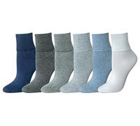 Amazon Essentials Women's Lightweight Turn Cuff Socks, 6 Pairs, Basic Colors, 3-7