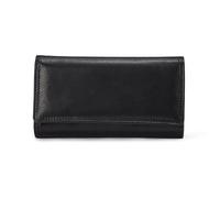 Amazon Essentials Women's Long Flap Continental Leather Wallet, Black, One Size