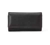 Amazon Essentials Women's Long Flap Continental Leather Wallet, Dark Brown, One Size