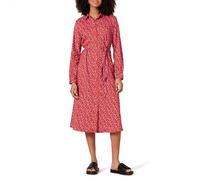 Amazon Essentials Women's Long-Sleeve Midi Shirt Dress for Work and Office, Tomato Red Ditsy Floral, XXL