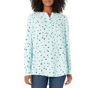 Amazon Essentials Women's Long-Sleeve Woven Blouse, Aqua Blue Poppy, S