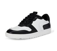 Amazon Essentials Women's Low-Top Court Trainers, Black White, 7.5 UK