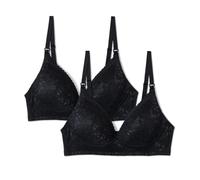 Amazon Essentials Women's Maternity & Nursing Bra, Lined All-over Stretch Lace, Pack of 2, Black, 36B