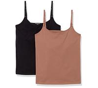 Amazon Essentials Women's Maternity Nursing Friendly Camisole, Pack of 2, Black/Brown, Medium