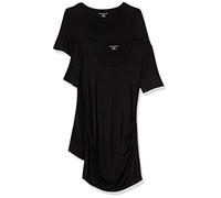 Amazon Essentials Women's Maternity Short-Sleeve Rouched Scoopneck T-Shirt, Pack of 2, Black, XS