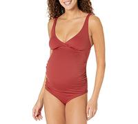 Amazon Essentials Women's Maternity V-Neck Swimsuit, Brick Red, 10