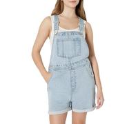 Amazon Essentials Women's Medium Stretch Relaxed-Fit Denim Short Dungarees with Adjustable Straps, Classic Light Wash, M