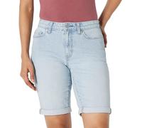 Amazon Essentials Women's Medium Stretch Slim-Fit Mid-Rise 9" Bermuda Jean Short, Iced Blue Light Wash, 10-12