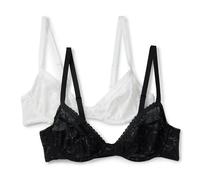 Amazon Essentials Women's Microfibre Ultimate Low Plunge Bra, Black/White, 36B