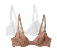 Amazon Essentials Women's Microfibre Ultimate Low Plunge Bra, Washed Bronze/White, 34DD