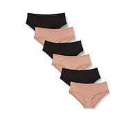 Amazon Essentials Women's Microfibre Underwear (Hipster & Thong, Available in Plus Size), Pack of 6, Black/Dusted Pearl, 5XL Plus