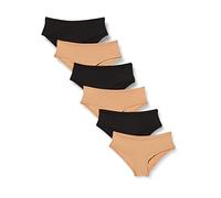 Amazon Essentials Women's Microfibre Underwear (Hipster & Thong, Available in Plus Size), Pack of 6, Black/Washed Bronze, 5XL Plus