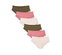 Amazon Essentials Women's Microfibre Underwear (Hipster & Thong, Available in Plus Size), Pack of 6, Blush/Dark Khaki Green/Mauve, 5XL Plus