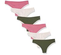 Amazon Essentials Women's Microfibre Underwear (Hipster & Thong, Available in Plus Size), Pack of 6, Dark Military Green/Rose/Soft Pink, 4XL Plus
