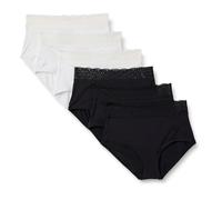 Amazon Essentials Women's Microfibre with Lace Trim Ladies Knickers, Bikini, Boyshort, Thong and Full-Brief Styles, Pack of 6