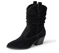 Amazon Essentials Women's Mid-Calf Western Fashion Boots, Black, 2.5 UK