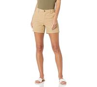 Amazon Essentials Women's Mid-Rise Slim-Fit 5" (12.7 cm) Inseam Khaki Shorts (Available in Straight and Curvy Fits), Khaki Brown, 16