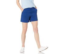 Amazon Essentials Women's Mid-Rise Slim-Fit 5-Inch (15cm) Inseam Khaki Shorts (Available in Straight and Curvy Fits), Blue, 22