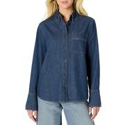 Amazon Essentials Women's Oversized Denim Button-Down Shirt, Medium Blue Vintage, XXS