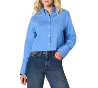 Amazon Essentials Women's Oversized-Fit Cropped Cotton Stretch Poplin Button-Down Shirt, Blue, XXS