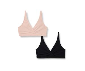 Amazon Essentials Women's Peached Microfibre Nursing Bra, Pack of 2, Black/Soft Petal, XXS
